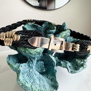 Vintage Black Cord and Gold Fashion Belt
